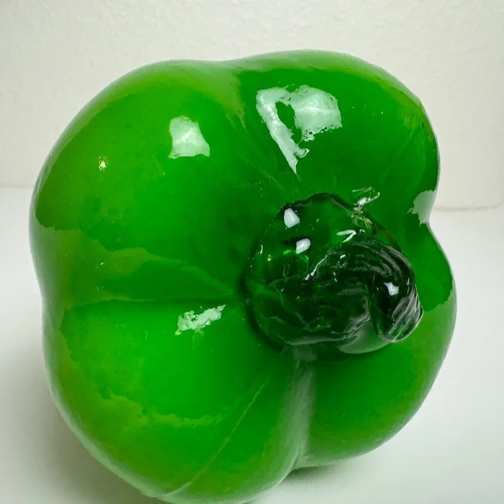 Blow Mold Art Glass Green Bell Pepper 6